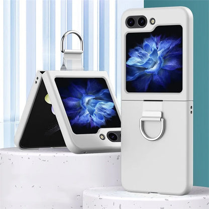 For Samsung Galaxy Z Flip6 5G Hard PC Case Metal Ring Holder Anti-Slip Skin-Touch Phone Cover