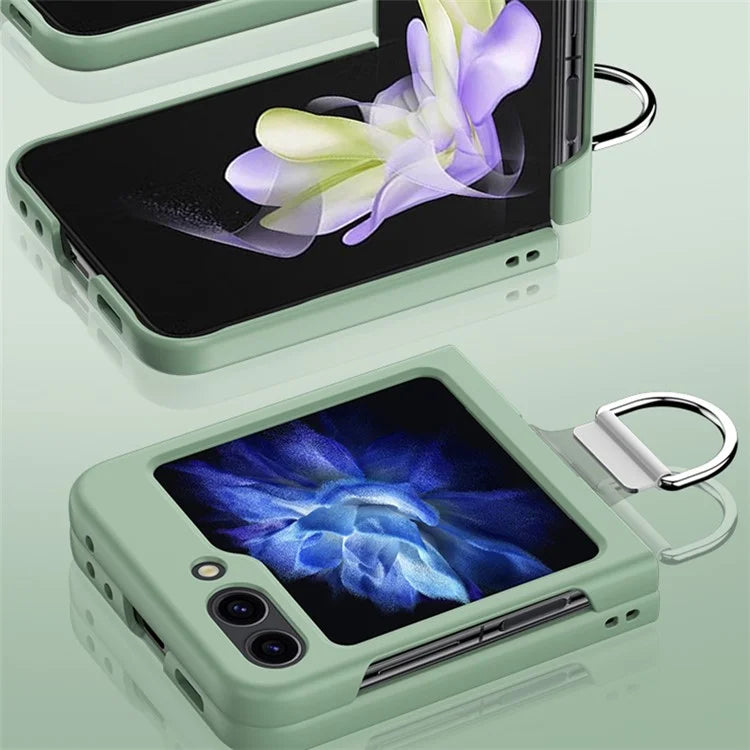 For Samsung Galaxy Z Flip6 5G Hard PC Case Metal Ring Holder Anti-Slip Skin-Touch Phone Cover