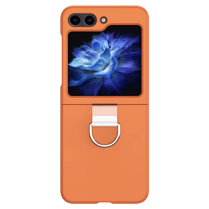 For Samsung Galaxy Z Flip6 5G Hard PC Case Metal Ring Holder Anti-Slip Skin-Touch Phone Cover