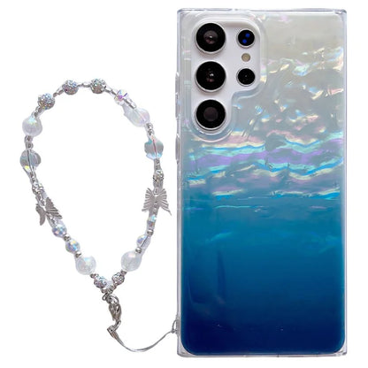 For Samsung Galaxy S23 Ultra Case Seashell Pattern TPU Shiny Phone Cover with Chain