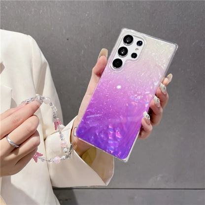 For Samsung Galaxy S23 Ultra Case Seashell Pattern TPU Shiny Phone Cover with Chain