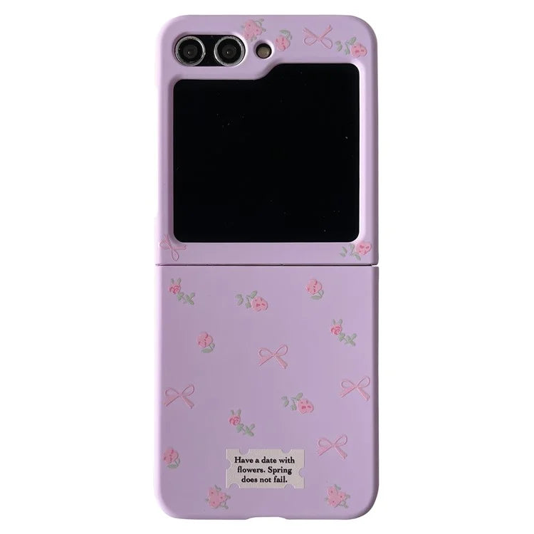 For Samsung Galaxy Z Flip5 5G Case Purple Floral Pattern Hard PC Phone Cover
