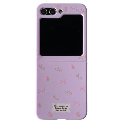 For Samsung Galaxy Z Flip5 5G Case Purple Floral Pattern Hard PC Phone Cover