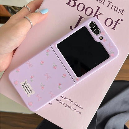 For Samsung Galaxy Z Flip5 5G Case Purple Floral Pattern Hard PC Phone Cover