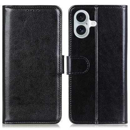 For iPhone 16 Plus Case PU Leather Wallet Phone Cover Crazy Horse Texture