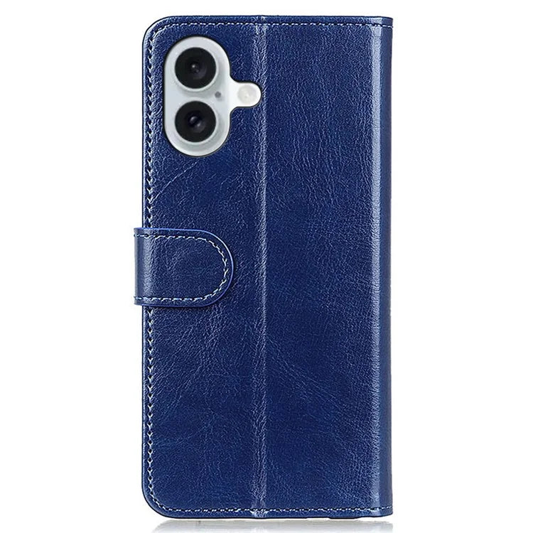 For iPhone 16 Case Crazy Horse Texture PU Leather Wallet Phone Cover
