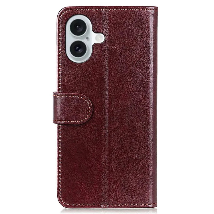 For iPhone 16 Case Crazy Horse Texture PU Leather Wallet Phone Cover