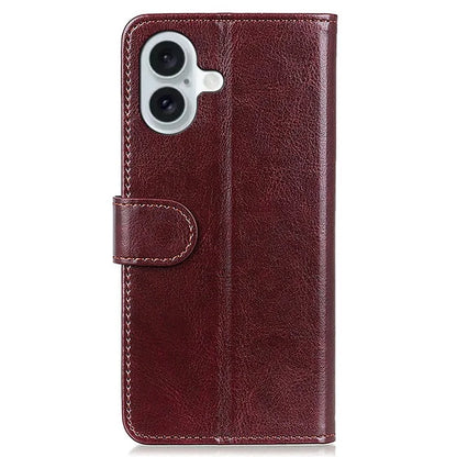 For iPhone 16 Case Crazy Horse Texture PU Leather Wallet Phone Cover