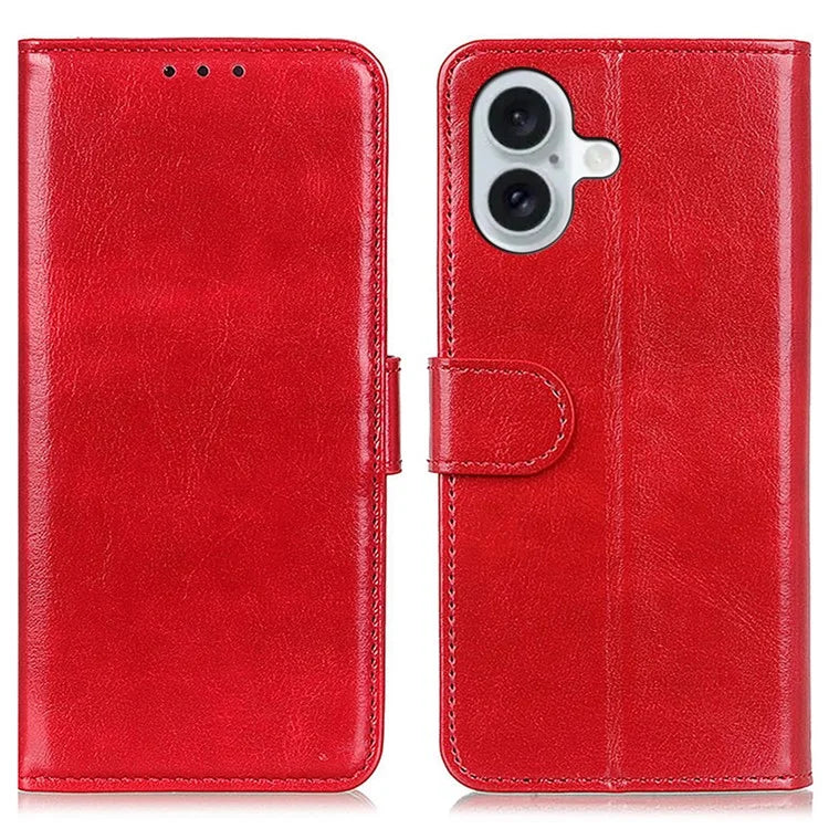 For iPhone 16 Case Crazy Horse Texture PU Leather Wallet Phone Cover
