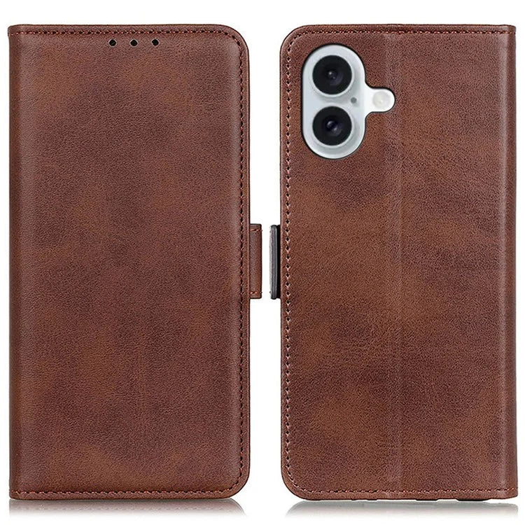 For iPhone 16 Case PU Leather Side-Magnetic Stand Card Slots Phone Cover