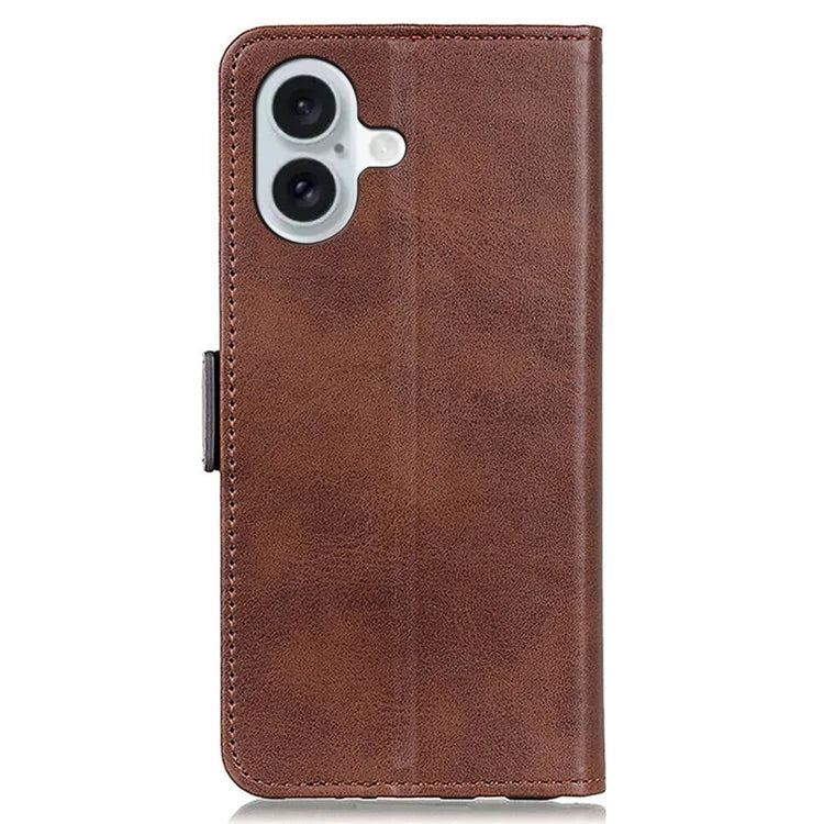 For iPhone 16 Plus Case PU Leather Wallet Phone Cover with Side Magnetic Clasp