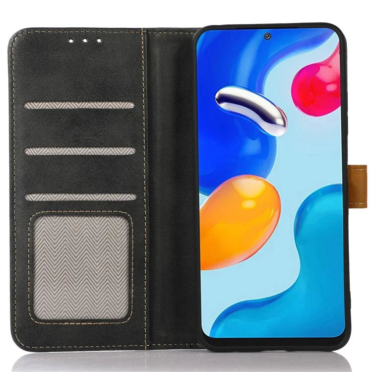 For iPhone 16 Case Leather Wallet Stand Calf Texture Protective Phone Cover