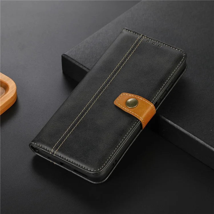 For iPhone 16 Case Leather Wallet Stand Calf Texture Protective Phone Cover