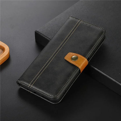 For iPhone 16 Case Leather Wallet Stand Calf Texture Protective Phone Cover