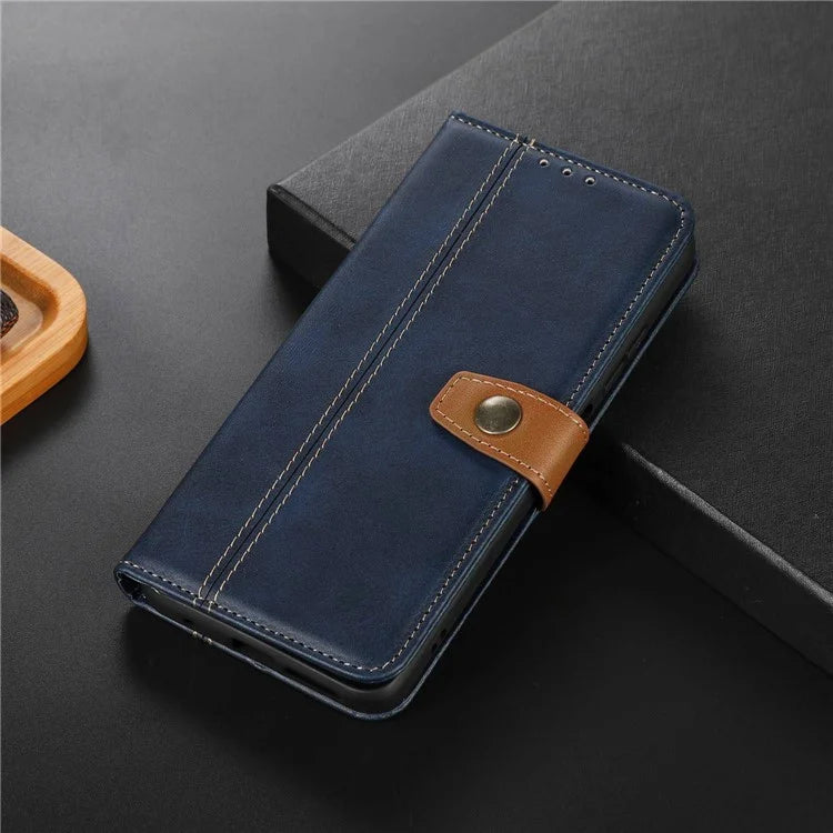 For iPhone 16 Case Leather Wallet Stand Calf Texture Protective Phone Cover