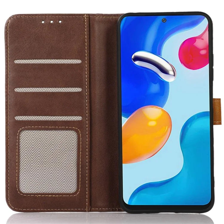 For iPhone 16 Case Leather Wallet Stand Calf Texture Protective Phone Cover