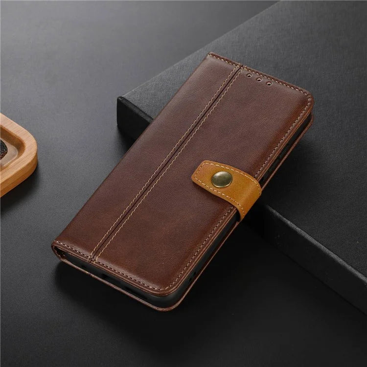 For iPhone 16 Case Leather Wallet Stand Calf Texture Protective Phone Cover