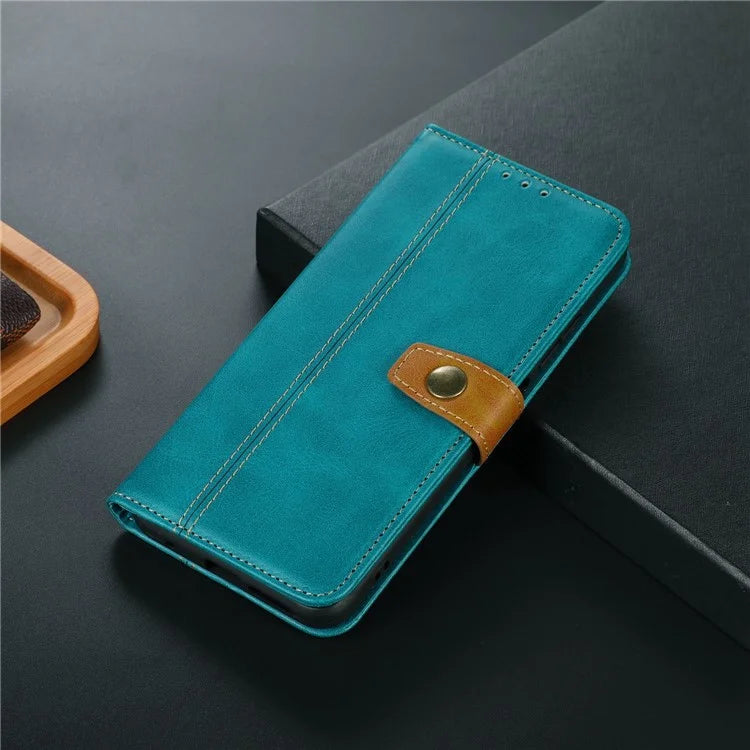 For iPhone 16 Case Leather Wallet Stand Calf Texture Protective Phone Cover