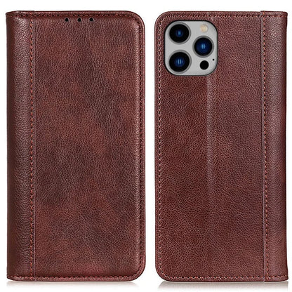 For iPhone 16 Pro Max Case Split Leather Magnetic Auto Closing Wallet Phone Cover