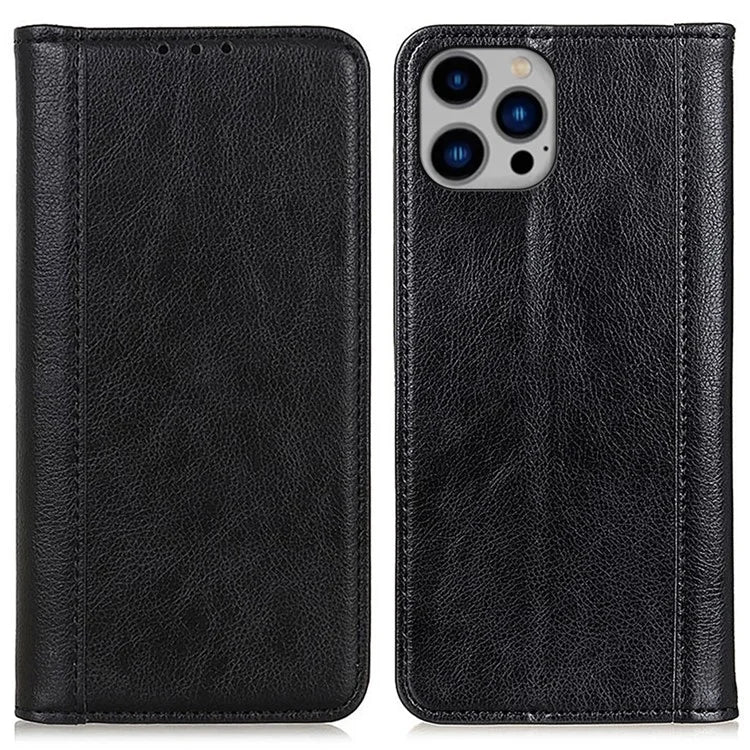 For iPhone 16 Pro Max Case Split Leather Magnetic Auto Closing Wallet Phone Cover