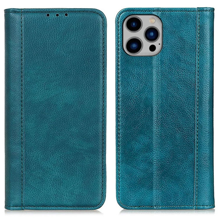 For iPhone 16 Pro Max Case Split Leather Magnetic Auto Closing Wallet Phone Cover