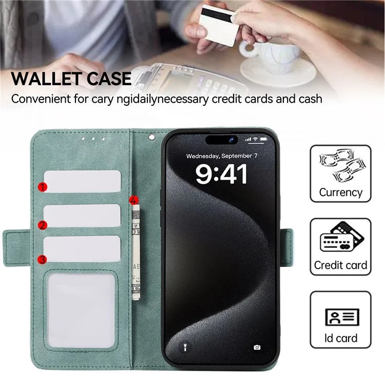 ABEEL For iPhone 16 Plus Case Side Magnetic Closure Card Slots RFID Blocking Phone Cover