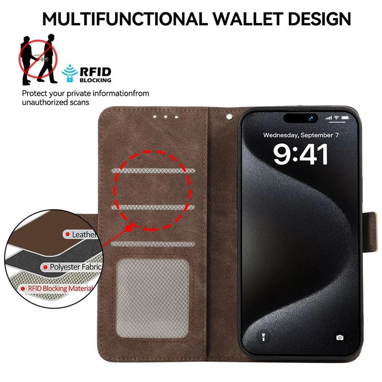 ABEEL For iPhone 16 Plus Case Side Magnetic Closure Card Slots RFID Blocking Phone Cover