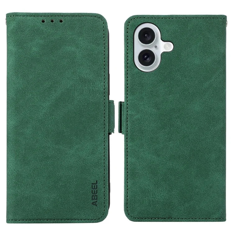 ABEEL For iPhone 16 Leather Case RFID Blocking Card Slots Wallet Phone Cover