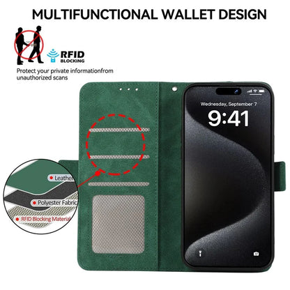 ABEEL For iPhone 16 Leather Case RFID Blocking Card Slots Wallet Phone Cover