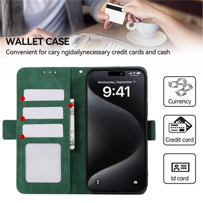 ABEEL For iPhone 16 Leather Case RFID Blocking Card Slots Wallet Phone Cover