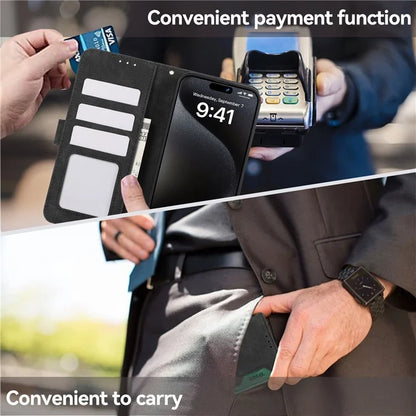 ABEEL For iPhone 16 Pro Max Leather Case RFID Blocking Anti-Scratch Wallet Phone Cover