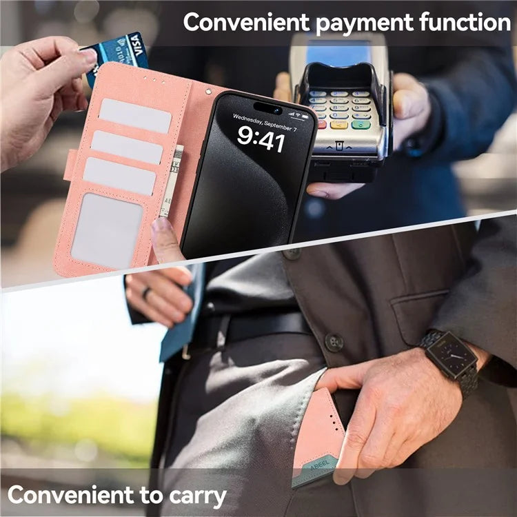 ABEEL For iPhone 16 Pro Max Leather Case RFID Blocking Anti-Scratch Wallet Phone Cover