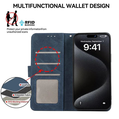 ABEEL For iPhone 16 Pro Max Leather Case RFID Blocking Anti-Scratch Wallet Phone Cover