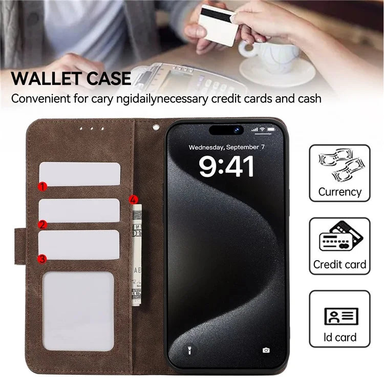 ABEEL For iPhone 16 Pro Max Leather Case RFID Blocking Anti-Scratch Wallet Phone Cover