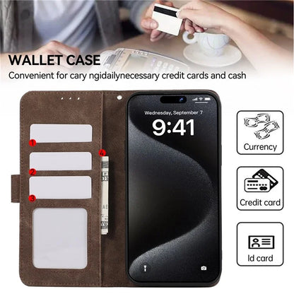 ABEEL For iPhone 16 Pro Max Leather Case RFID Blocking Anti-Scratch Wallet Phone Cover