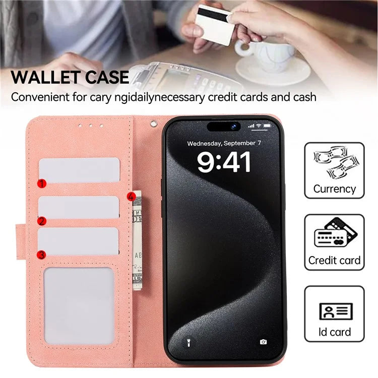 ABEEL For iPhone 16 Pro Case RFID Blocking Leather Wallet Flip Phone Cover