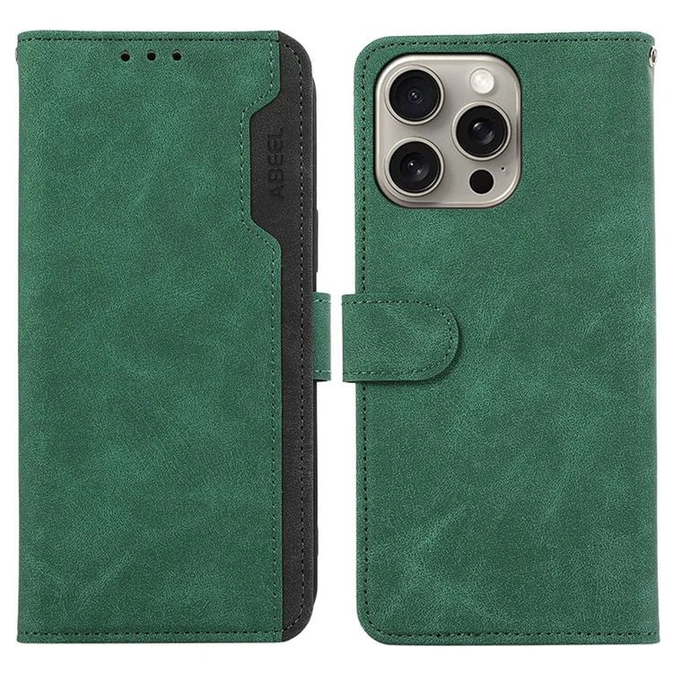 ABEEL For iPhone 16 Pro Case RFID Blocking Leather Wallet Flip Phone Cover