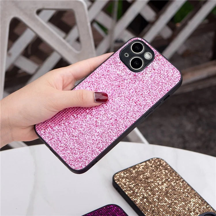 For iPhone 14 Case Sparkle Sequins Drop Resistant TPU Phone Back Cover