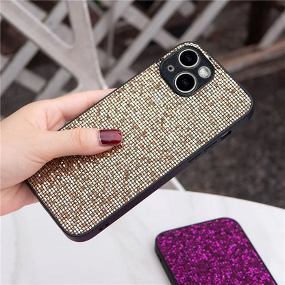For iPhone 15 Case Bling Lattice Sequin Shockproof Protective Phone Cover