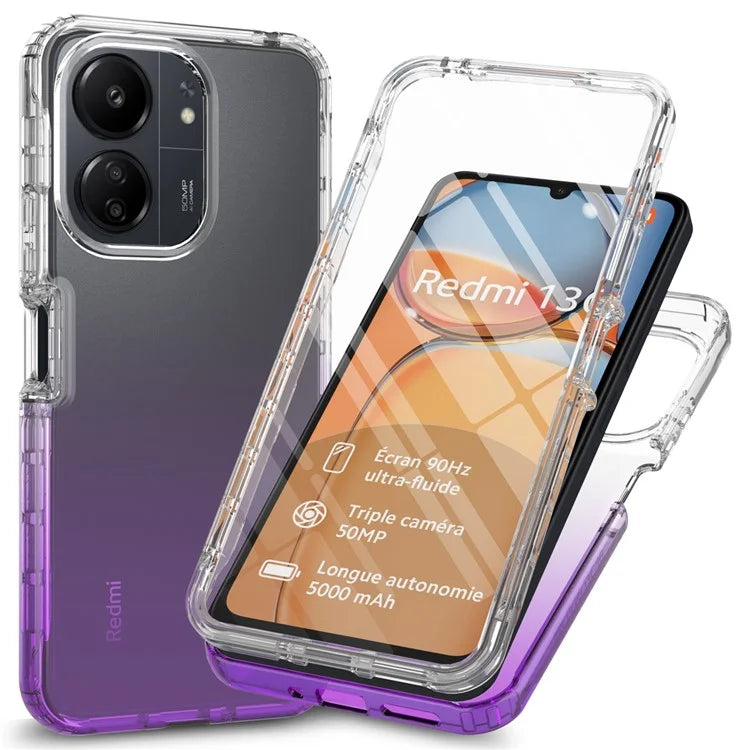 For Xiaomi Redmi 13C 4G / 13C 5G / Poco C65 4G Phone Case 3-in-1 PC+TPU Protective Cover with PET Screen Protector