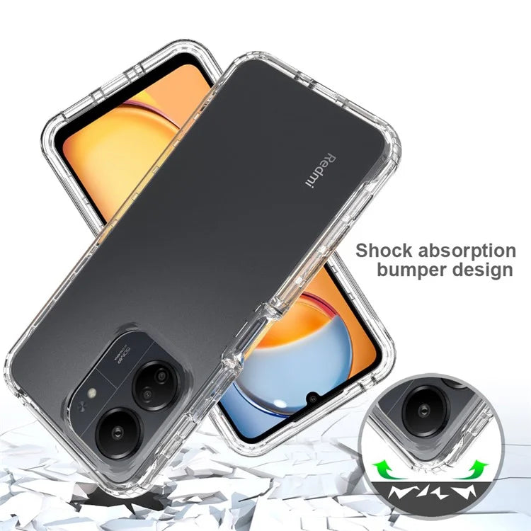 For Xiaomi Redmi 13C 4G / 13C 5G / Poco C65 4G Phone Case 3-in-1 PC+TPU Protective Cover with PET Screen Protector