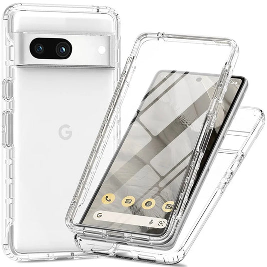 For Google Pixel 8a Case Built-In PET Screen Protector PC+TPU Full Body Shockproof Phone Cover