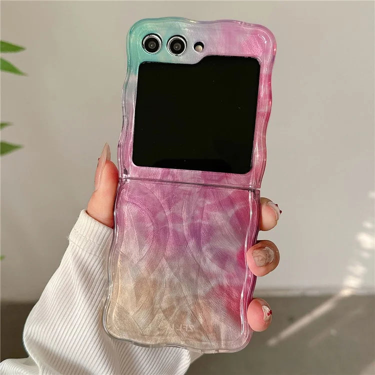 For Samsung Galaxy Z Flip5 5G Case Hard PC Wavy Edge Gradient Phone Cover