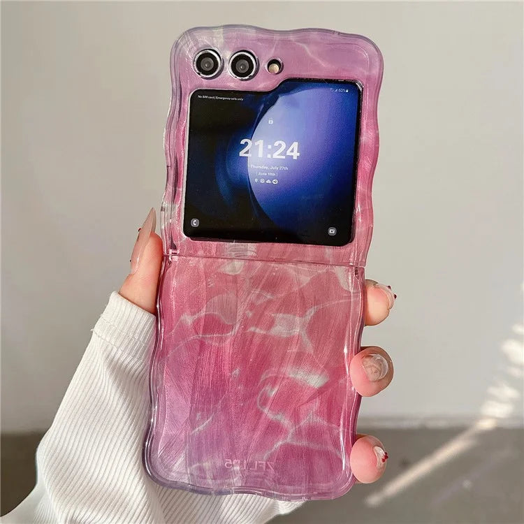 For Samsung Galaxy Z Flip5 5G Case Hard PC Wavy Edge Gradient Phone Cover