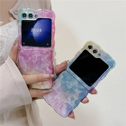 For Samsung Galaxy Z Flip5 5G Case Hard PC Wavy Edge Gradient Phone Cover