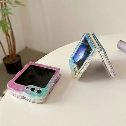 For Samsung Galaxy Z Flip5 5G Case Hard PC Wavy Edge Gradient Phone Cover