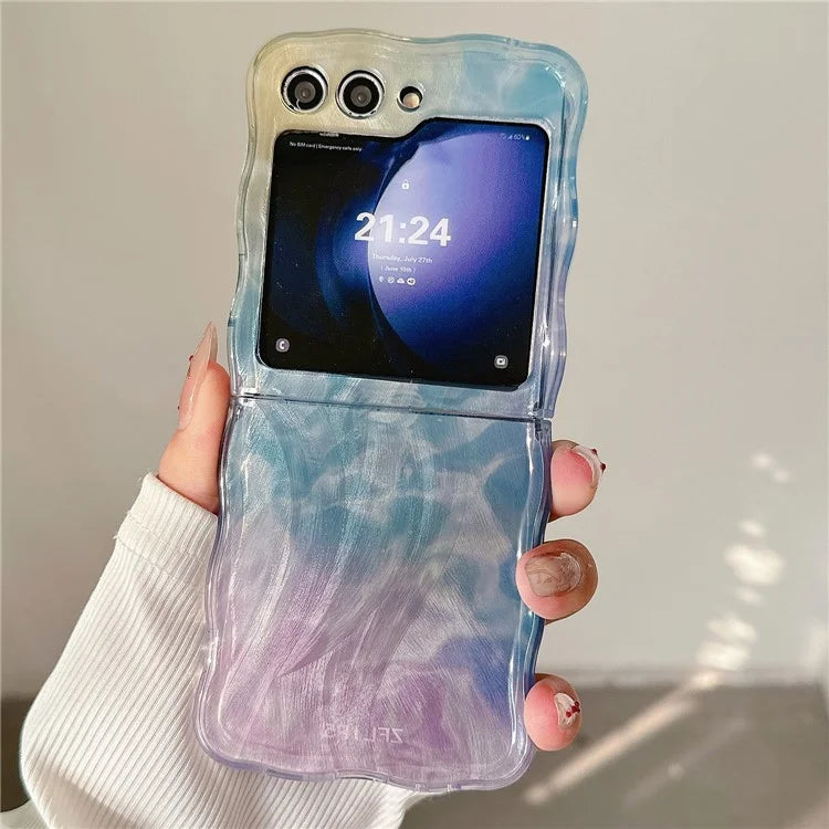 For Samsung Galaxy Z Flip5 5G Case Hard PC Wavy Edge Gradient Phone Cover