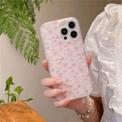 For iPhone 13 Pro 6.1 inch Case Small Flower Cartoon Pattern Double Layer IMD TPU Phone Cover