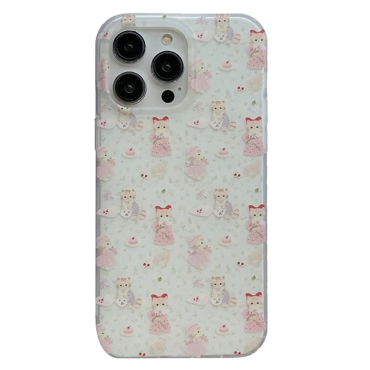 For iPhone 13 Pro 6.1 inch Case Small Flower Cartoon Pattern Double Layer IMD TPU Phone Cover