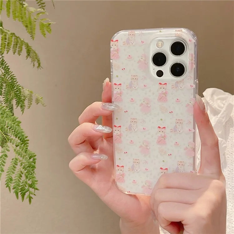 For iPhone 13 Pro 6.1 inch Case Small Flower Cartoon Pattern Double Layer IMD TPU Phone Cover